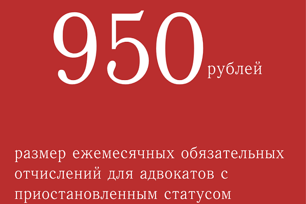 Для адвокатов с приостановленным статусом установлен размер обязательных отчислений